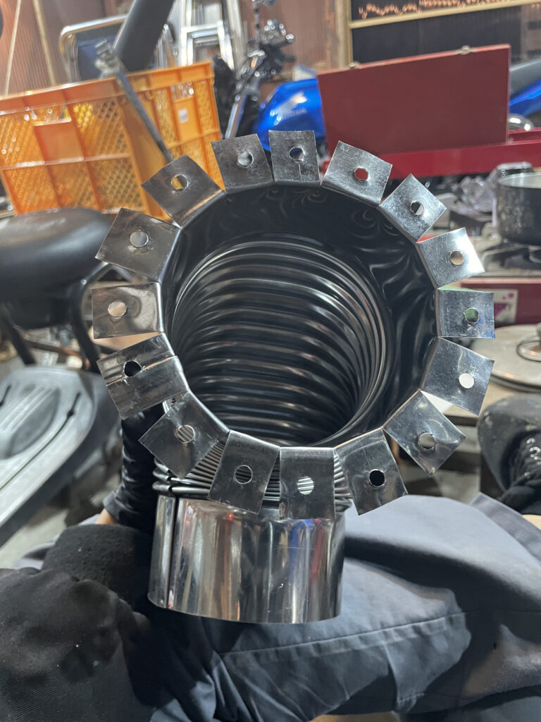 ストーブ用煙突の加工後